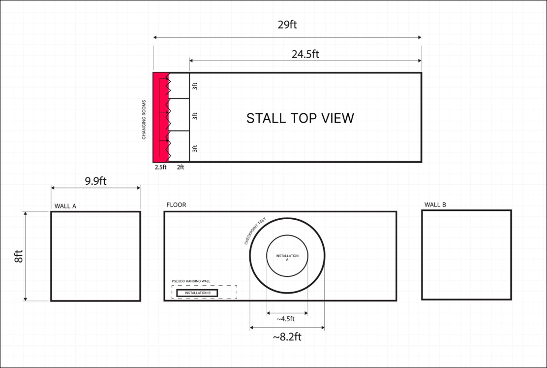 Stall Top View and Side Views